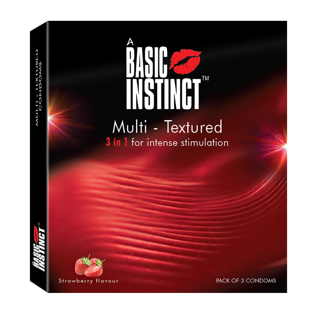 Multi Textured Condoms Strawberry Pack of 3