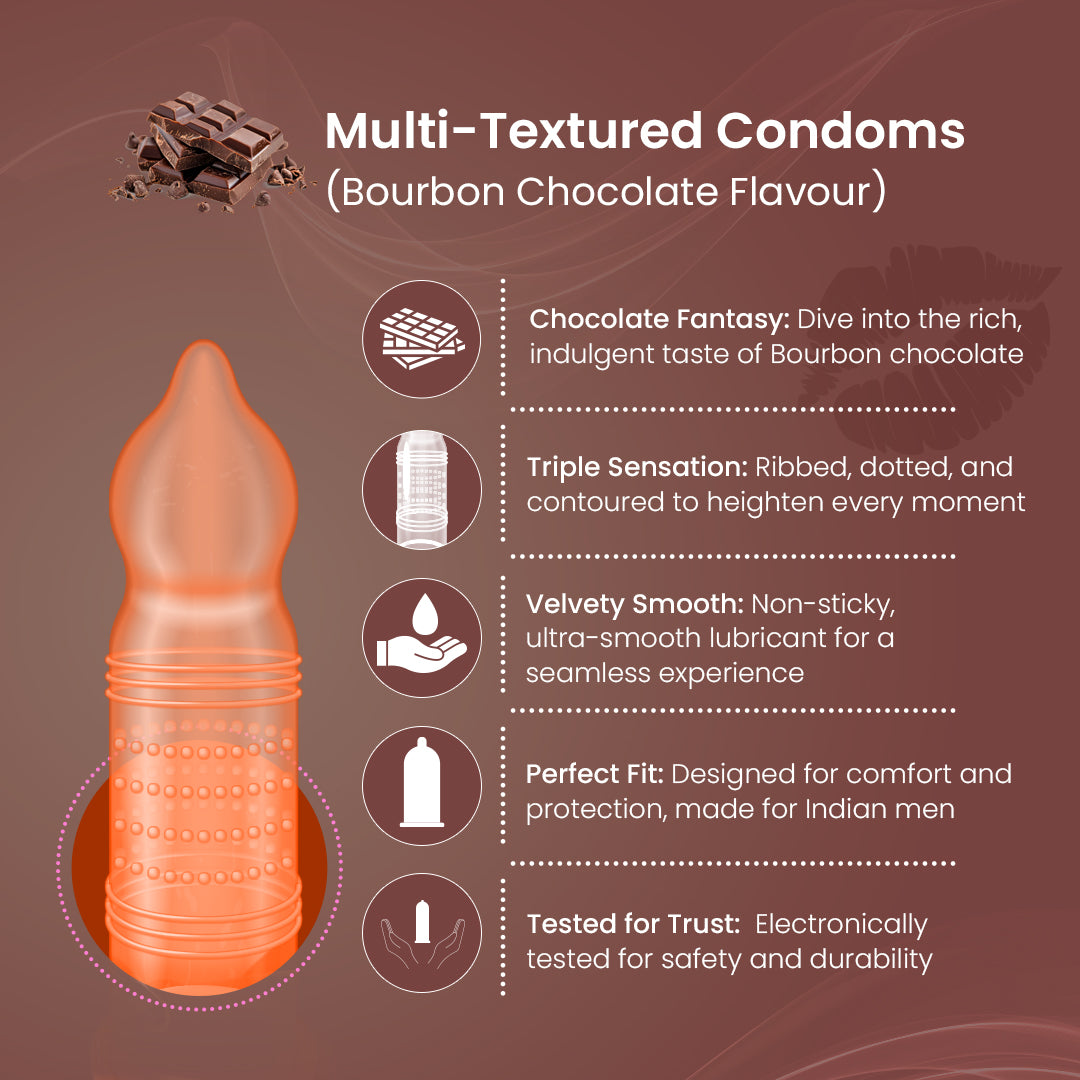Multi Textured Condoms Bourbon Chocolate Pack of 10