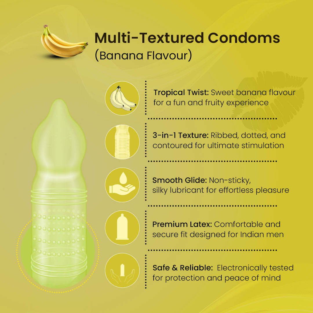Multi Textured Condoms Banana Pack of 3
