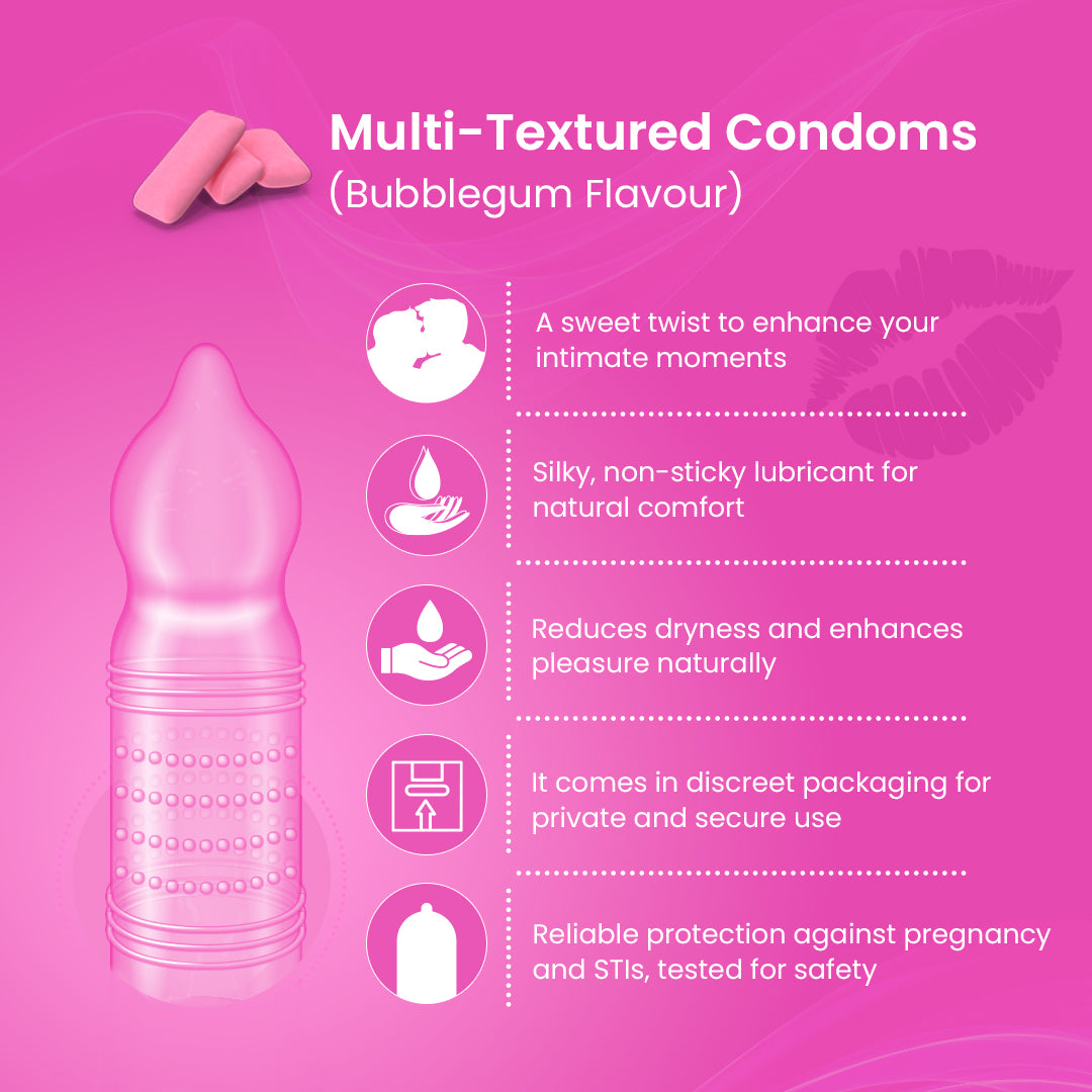 Multi Textured Condoms Bubblegum Pack of 3