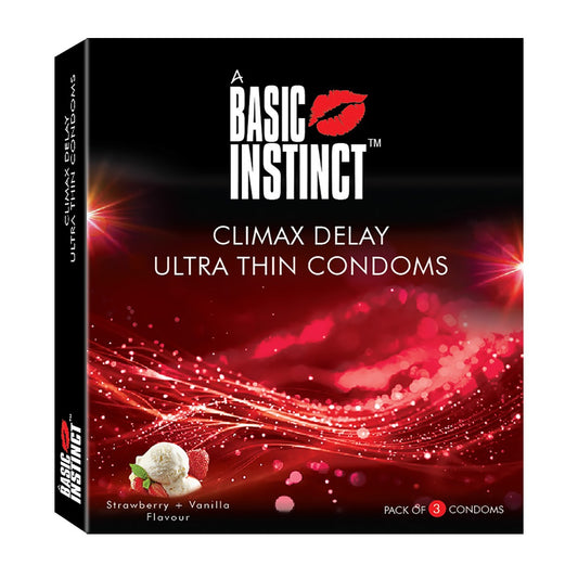 Climax Delay Ultrathin Condoms  Strawberry+Vanilla Pack of 3