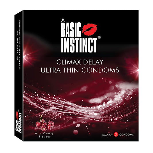 Climax Delay Ultrathin Condoms Wild Cherry Pack of 3