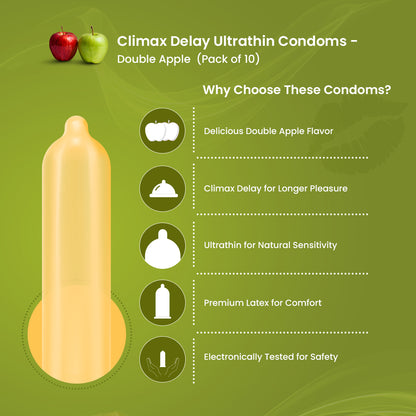 Climax Delay Ultrathin Condoms Double Apple Pack of 3
