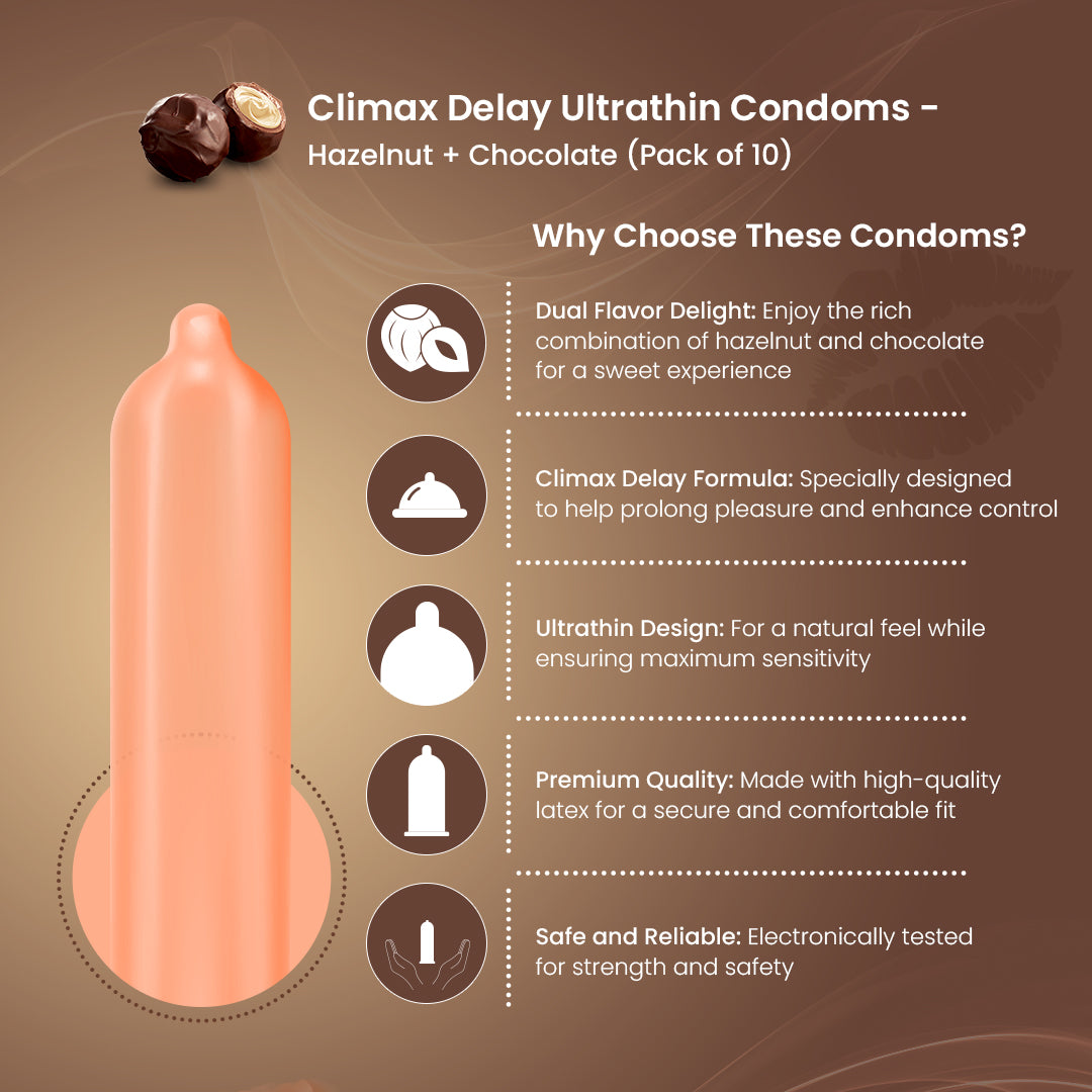 Climax Delay Ultrathin Condoms Hazelnut + Chocolate Pack of 3