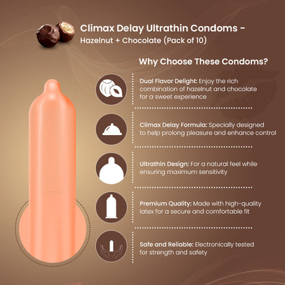 Climax Delay Ultrathin Condoms Hazelnut + Chocolate Pack of 3