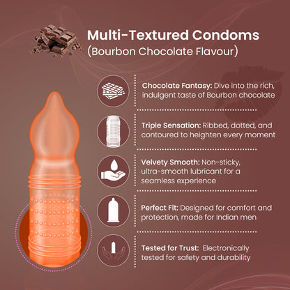 Multi Textured Condoms Bourbon Chocolate Pack of 10